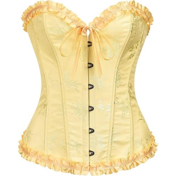 Bustier Shapewear Lingerie, Lace Waist Push Up Yellow - Picture 1 of 6